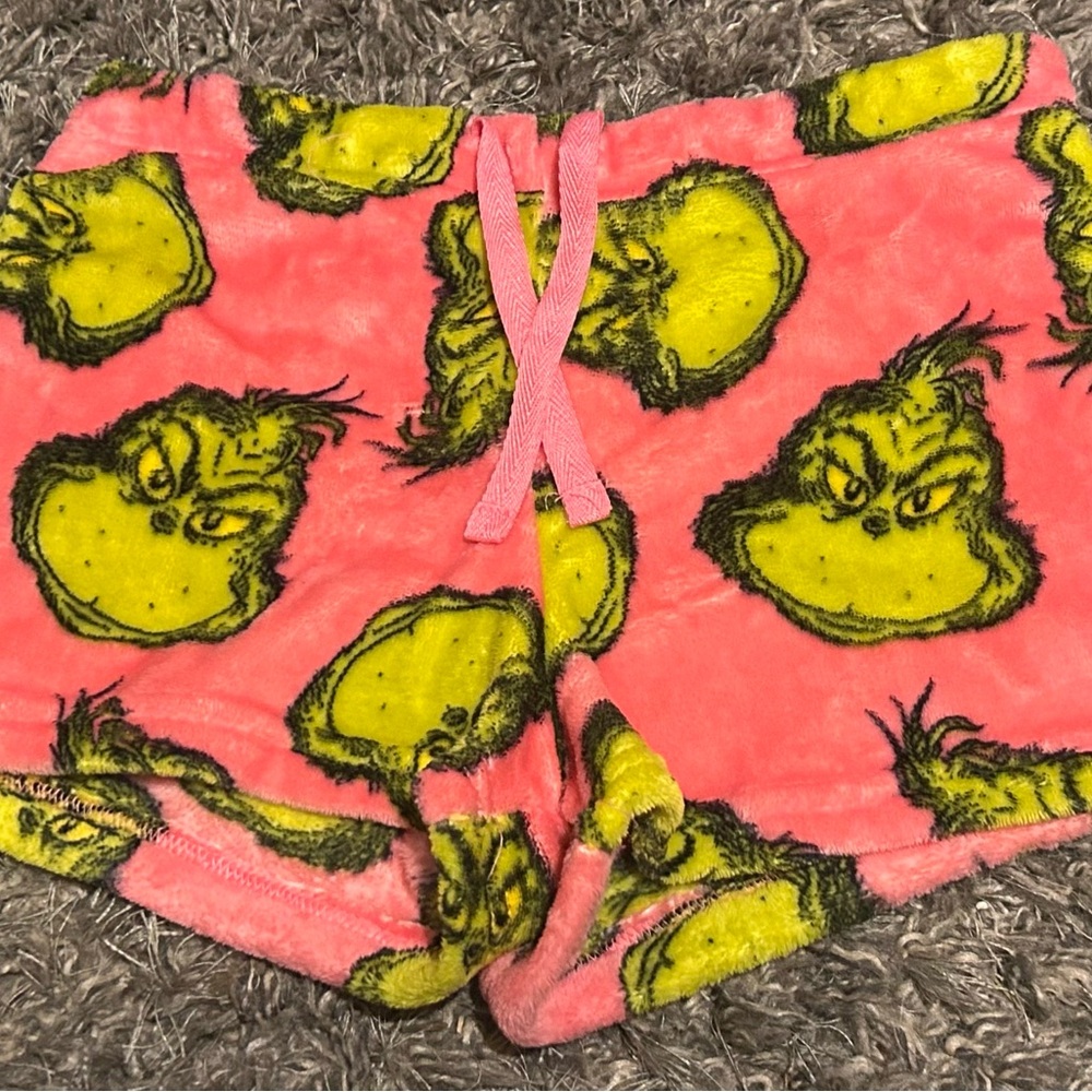 Grinch Fleece pj Shorts - Pink